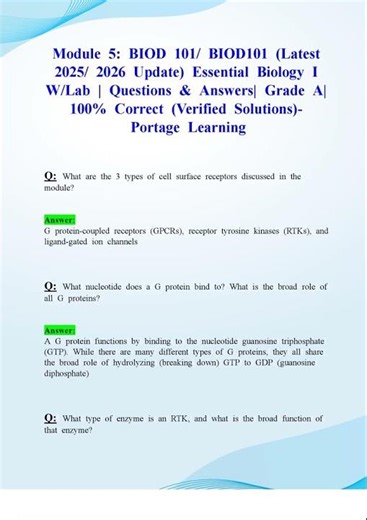 MODULE 5 BIOD 101 BIOD101 LATEST 2025 2026 UPDATE ESSENTIAL BIOLOGY I WLAB QUESTIONS EN ANSWERS GRAD