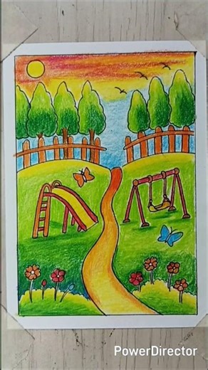 How To Draw Garden Scenery Drawing Step-by-step/Flower Garden Drawing/Spring Season Drawing Easy