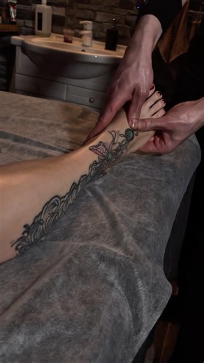 She's not just stretching her legs...🤫🦶 (Just kidding, just her legs) #asmr #relax #massage #foot