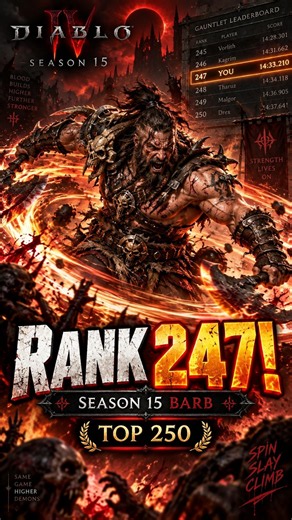 RANK 247 BARBARIAN! Climbing the Season 15 Leaderboard | Diablo 4