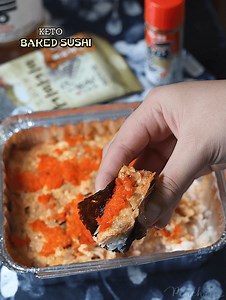 KETO Baked Sushi | Low Carb Baked Sushi Using Skinny Rice - The Peach Kitchen