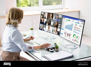 Virtual Elearning Presentation. Video Conference Stock Photo - Alamy