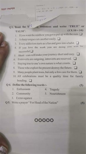 ICSE class 9, Previous year question paper of Moral Science