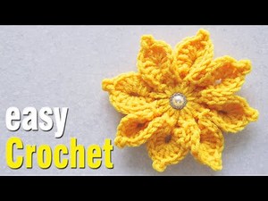 Easy Crochet: How to Crochet 3D Flower for beginners. Free Crochet Flower Motif pattern & tutorial.