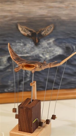 Handmade Wooden Automaton Inspired by Ocean Life