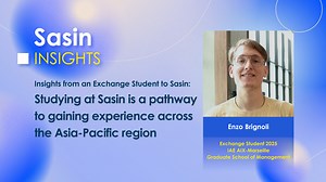 Meet Enzo Brignoli from Aix-Marseille University, who came to Sasin to gain Asia-Pacific business insights and experience learning beyond what European schools typically offer. From courses like AI in Business and Consumer Marketing to Thailand’s warm, relaxed atmosphere, Enzo shares how Sasin has expanded his perspectives academically and culturally. | Sasin School of Management