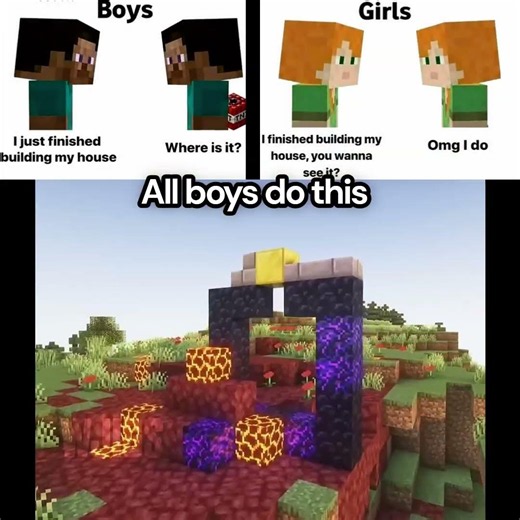 minecraft boys vs girls building houses 😂 #minecraft #minecraftmemes #shorts