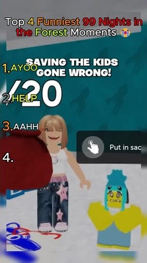 Top 4 Funniest 99 Nights in the Forest Moments part 1#roblox