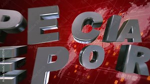 Special Report 3D Broadcast Animation Red World Map Background 4K