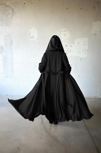 Black Gothic Cloak, Hooded Witch Cloak, Cyberpunk Cosplay Robe, Goth Wool Cape, Plus Size Cardigan - Etsy