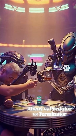 Alien vs Predator vs the Terminator... who wins? #AvP #Terminator #Sora2