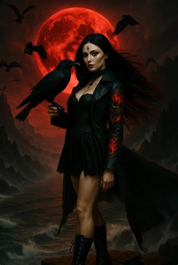 Echoes of the Crimson Night Between the fractured sky and the churning abyss, the moon’s blood marks the path of destiny. The ravens know the truth the world is too afraid to speak. Black isn’t just a color – it is her kingdom. Art by Nordic Silents 🔥 #nordicsilents #fy #GothicAesthetic #DarkAesthetic #DarkArt