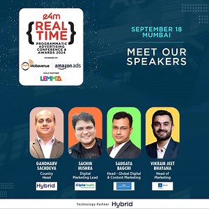 🌐 Meet the experts shaping the future of programmatic advertising! 🎯✨ Join us at the #e4mRealTime Programmatic Advertising Conference & Awards 2024. Learn from top industry leaders about the latest trends and strategies that are driving the digital marketing landscape forward. 🚀 🗓 September 18 📍 Mumbai Register today: https://bit.ly/e4mrealtime Mobavenue Media | Amazon Ads | Lemma | Hybrid INSEA #programmatic #advertisingexcellence #programmaticadvertisingconference #advertising #adtech | e