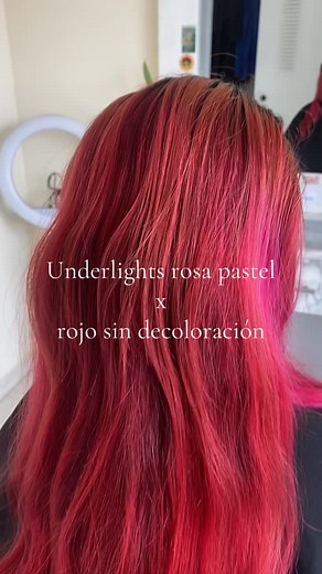 Color combo rosa pastel y rojo sin decolorar Hicimos una extracción de rojo para llegar al tono rosa pastel ❤️🩷 | Artista de cabellos