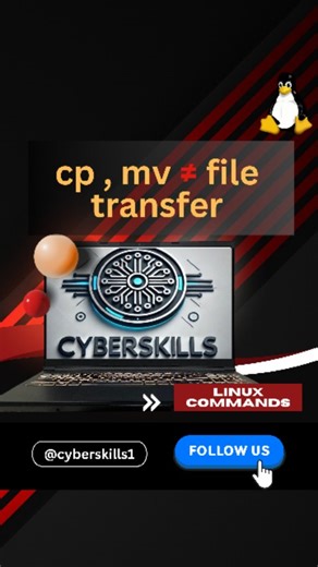 @cyberskills1 on Instagram: "🚨DESCRIPTION :- Most people use cp to transfer files ❌ But cp works ONLY on the SAME system 😳 For DIFFERENT systems, Linux uses something else… Same system: cp file.txt /path/ mv file.txt /path/ Different system: nc -lvnp 4444 input redirection operator file.txt python3 -m http.server 8080 This is the REAL difference between file copy and file transfer. ⚠️ EDUCATIONAL PURPOSE ONLY No hacking. No misuse. #fypシ❤️💞❤️ #cybersecurity #kalilinux #followme #share"