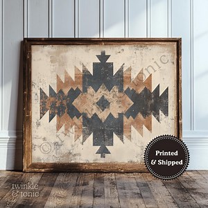 Vintage Southwestern Art, Rustic Lodge Poster, Boho Farmhouse Decor, Rustic Western Art, Antique Aztec Textile Painting, Printed and Shipped - Etsy