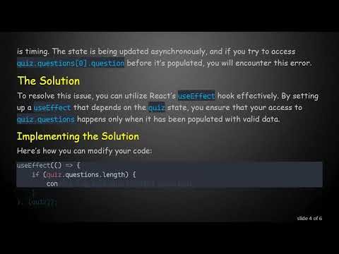 Solving the TypeError: Cannot read property 'question' of undefined in React.js