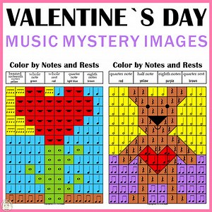 Valentine’s Day Music Color-by-Note Mystery Pictures | Music Theory Coloring