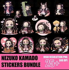 Nezuko Kamado PNG Bundle – 300 DPI Anime Stickers for Cricut & Print on Demand | Demon Slayer Clipart. - Etsy