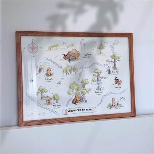 Baby’s First Year Milestone Map – Original Hand-painted Artwork – Winnie the Pooh Style - Etsy Canada