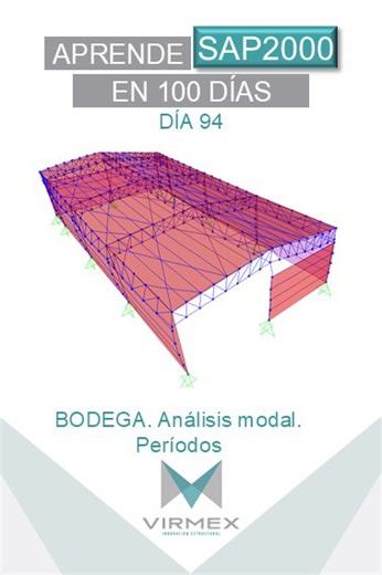 Día 94 (V.1/2): Análisis modal. Obtenemos los periodos de # estructura para lograr la mejor configuración. #virmex #estructuras #acero #sap2000 #SAP2000en100días | Virmex Innovación Estructural