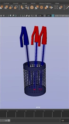 Pen & Pencil Holder Model in Autodesk Maya #shorts #cgi #3dmodeling #maya