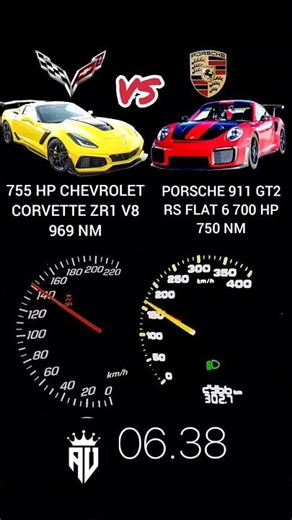 755 hp #Chevrolet Corvette zr1 v8 969 nm vs #Porsche 911 gt2 rs flat 6 700 hp 750 nm #drag #911