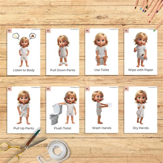 Potty Training Visual Cue Cards for Toddlers | Printable Toilet Steps Posters | Fast Results Digital Download | Kids Potty Aid | Version 2 - Etsy