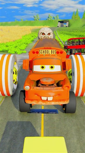 Car & School Bus vs Hydraulic Crush - BeamNG.drive