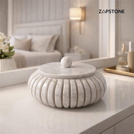 White Marble Storage Box – Handmade Stone Lidded Container – Luxury Decorative Organizer - Etsy