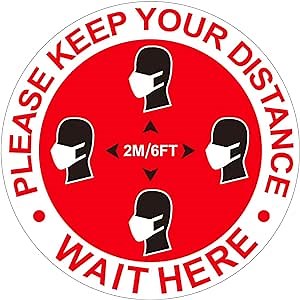 10 Pack Social Distancing Floor Sign Decals Stickers Maker with Pressure Sensitive Adhesive