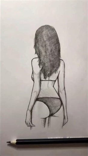 Back Pose Girl Sketch 🔥 | Easy Pencil Drawing Tutorial #shorts