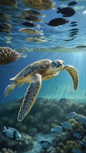 Vibrant 4K Live Wallpaper with Sea Turtle