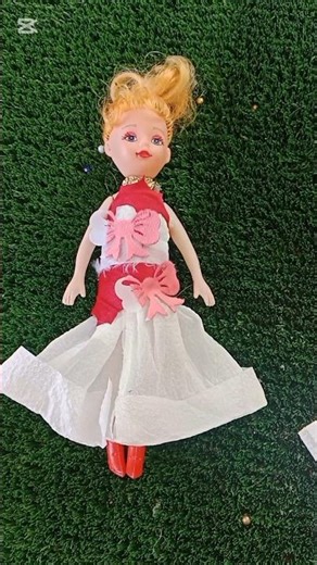DIY Doll Dress from Paper Towel! 👗🧻 Amazing Barbie Hack! ✨ #asmr #barbiecore