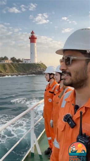 🚢 Ship Passing Close to Lighthouse #ship #merchantnavy