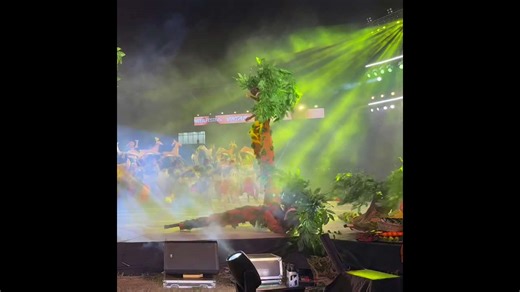 Timber! Stilt walkers dressed as trees crash to ground during performance in the Philippines