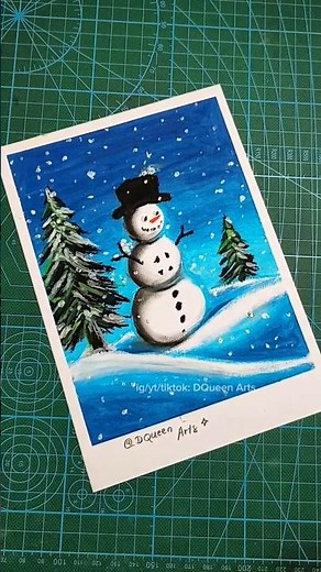 Cara gambar manusia salju pakai oil pastel #art #drawing #drawingtutorial #howtodraw #dqueenarts