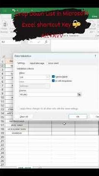 How to Make a Drop down list in Microsoft Excel shortcut Key 🔐 #spreadsheets #vlookup #quick