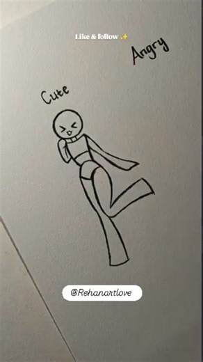 Rehanartlove🥶 on Instagram: "How to draw stickman body Tutorial✏️ (cute,angry,elegant) ✨ follow for more ✨ #drawing #tutorial #howtodraw #sketch #art @rehanartlove"