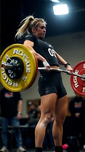 American Fitness Woman Goes All Out on Heavy Deadlift! 🏋️‍♀️