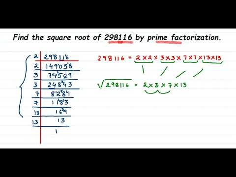 Find the square root of 298116 by prime factorization. Square and square root class 8 maths