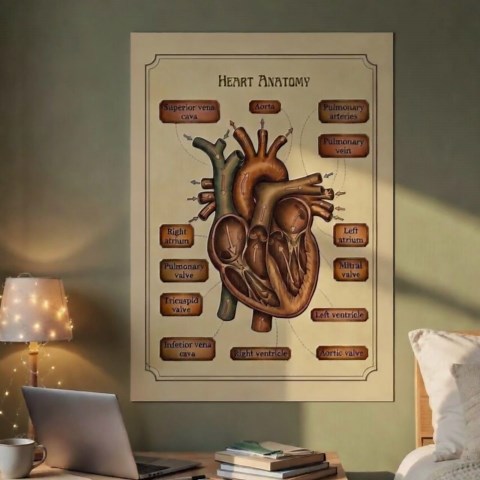 Vintage Heart Anatomy Poster, Detailed Medical Wall Art, Cardiology Science Print - Etsy