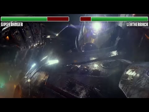 Gipsy Danger vs. Leatherback WITH HEALTHBARS | HD | Pacific Rim