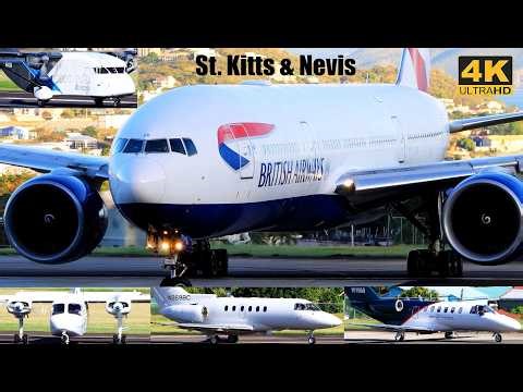 The Mighty 777, Props & Private Jets In Action @ St. Kitts & Nevis, Eastern Caribbean