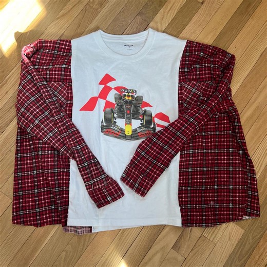 Red Bull Racing Flannel Shirt, Upcycled, Oversized, Reworked - Etsy