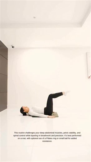 Aimee Victoria Long | Pilates PT on Instagram: "Advanced Pilates Core Workout (30–40 minutes) Warm-Up (5 minutes) 1. Breathing in Imprint (1 min) • Lie on your back, knees bent, feet flat. Inhale into ribcage, exhale to draw navel to spine, gently imprinting lower back. 2. Pelvic Curl (2 sets of 6 reps) • Articulate the spine off the mat into a bridge and back down. 3. Spine Twist Supine (1 min) • Arms out wide, knees together, roll legs side to side to mobilize spine. ⸻ Core Sequence (25–30 min