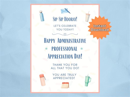 Administrative Professional Appreciation Day Card & Sign Printable | Admin Day Coffee Gift | Office Thank You | Instant Download PDF - Etsy