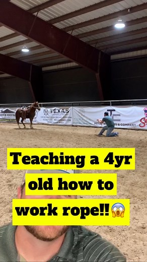 Teaching a 4yr old how to work rope!!😱 #calfroping #tiedownroping #roping #horsetraining #horses #ropehorse #rodeogym #lessons #coaching #mentor | Rodeo Gym
