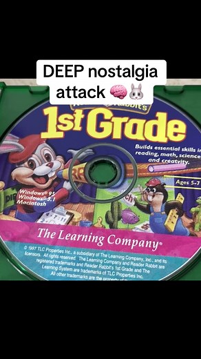 Reader Rabbit's 1st Grade was released on January 14, 1998, developed by KnowWare and published by The Learning Company for Windows and Macintosh. It was a popular educational game designed for children aged 5–7 to teach reading, math, and thinking skills. #fyp #fy #90s #nostalgia #memories