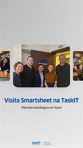 TaskIT Consultoria on Instagram: "Recebemos nossos parceiros da Smartsheet no escritório da TaskIT! Uma visita marcada por muita troca de experiências, colaboração e insights valiosos sobre como o Smartsheet está impulsionando a inovação e a eficiência em nossos projetos. Ver de perto o impacto da plataforma no dia a dia reforça nosso compromisso com a transformação digital e a busca constante por soluções inteligentes. Agradecemos à equipe Smartsheet pela parceria e confiança. Juntos, seguimos